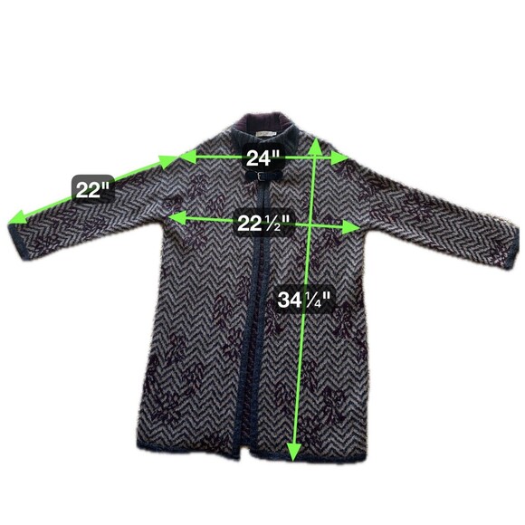 A. IDA Italian Designer Wool Sweater Womens S Indie Nordic Boho Longline Chevron - Picture 8 of 8